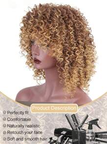14 inch Blonde Curly Wigs 70s Kinky Brown Mixed Blonde Afro Wigs for women Synthetic Afro Curly Blonde Wigs for Women