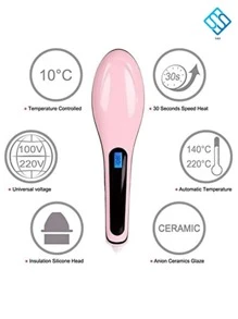 Cepillo Alaciador Para Cabello Peine Electrico Plancha De Ceramica Caliente Para Pelo Antiestatico Temperatura Ajustable Pantalla LED