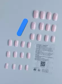 Transform Your Nails With 24pcs Long Square White French Nude Fake Nail & 1pc Nail File & 1sheet Tape Press On Nails Nail Supplies - Multicolor - View 2