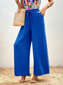 Women Pants - 寶藍色 - 查看 3