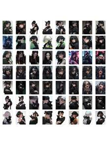 60入組女孩和黑貓系列貼紙,可用於裝飾行李、筆、吉他筆記本、智慧型手機、水瓶、相冊等,防水,是同學們的絕佳禮物! 單張貼紙尺寸:(5.5cm/2.16in)*(4cm/1.57in) - 黑色 - 查看 3