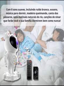 Luminária Astronauta Com Alto Falante Bluetooth Luz Galaxia - Branco - Visão 7