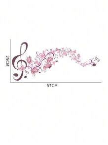 Music Note & Flower Wall Sticker - Multicolor - View 6