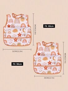 1入組月亮&花朵形狀嬰兒防水圍兜無袖 - 橘色 - 查看 6