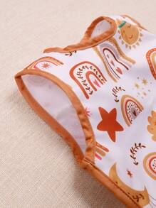 1入組月亮&花朵形狀嬰兒防水圍兜無袖 - 橘色 - 查看 5
