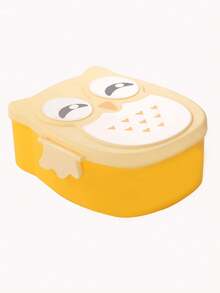 1pc Cartoon Owl Design Plastic Kid Lunch Box With Spoon, Gift For Student - Multicolor - View 3