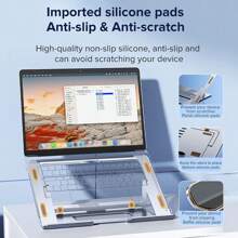 Adjustable Laptop Stand, Portable Aluminum Laptop Riser Compatible With MacBook Air Pro,  HP, Silver, Computer Stand - Silver - View 6