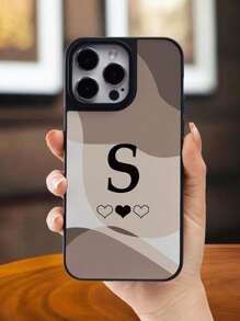 Alphabet Printed Phone Case With Groove, For Big Hole Camera, Compatible With Smartphone