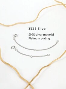 1入組6cm及1入組9cm粗面925銀鍍金伸縮鏈項鍊手鍊珠寶輔助增長功能diy配件,蕭邦鏈