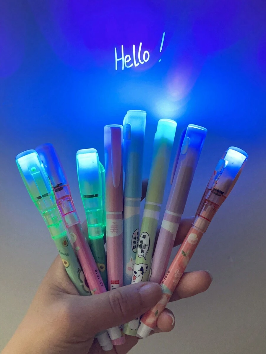 2/5/20pcs Creative Invisible UV Marker Pen, Fluorescent Magic Invisible Highlighter, Glow In The Dark (Random Pattern) - Multicolor - View 1