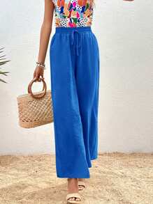 Women Pants - 寶藍色 - 查看 4