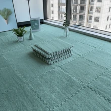 6/18片灰色/薄荷綠色/白色12*12英寸臥室床邊地毯,泡沫拼裝地墊,三色運動墊,塌塔米窗口墊,帶邊緣條,可裁剪,可清洗 - 彩色 - 查看 4