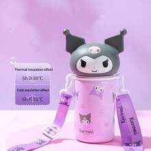 Sanrio Thermos Stainless Steel 350ML Vacuum Water Cup Kuromi Stereo Doll Material Cartoon Handle Cup - Purple - View 2