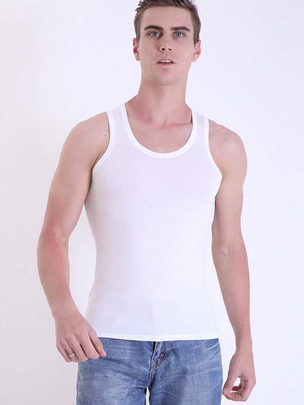Men's Sleeveless Breathable Tank Top For Running, Fitness, Casual Wear With Round Neckline