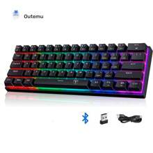ET 60% Teclado Mecánico Gamer Inalambrico 61 Teclas de Azul Interruptor, Teclado Mécanico de Computadora, Outemu Blue Switch, Bluetooth+2.4g Usb+Cable Removible, Teclado Ergonomico Portatil Para Juegos&Oficina, Win/Macbook OS/ios/Android/Ipad, Excelente Regalo para Niños del Día de los Reyes Magos, Navidad, Cumpleaños - Negro - Ver 1