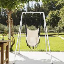 Wrought Iron Four-Legged Three Rings Hanging Chair Frame White - White - View 2