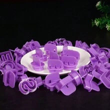 40 件字母、數字和符號形狀餅乾切割模具套裝,非常適合 Diy 烘焙、軟糖、餅乾、蛋糕裝飾印刷模具 - 藍色 - 查看 7