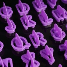 40 件字母、數字和符號形狀餅乾切割模具套裝,非常適合 Diy 烘焙、軟糖、餅乾、蛋糕裝飾印刷模具 - 藍色 - 查看 8