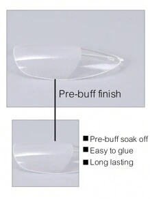 短棺形假指甲貼，550pcs/盒 11號透明柔軟膠指甲貼 預磨全覆蓋假指甲延長工具 修指甲用品