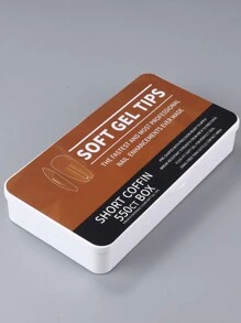 短棺形假指甲貼，550pcs/盒 11號透明柔軟膠指甲貼 預磨全覆蓋假指甲延長工具 修指甲用品