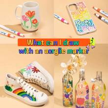 12/48Colors Acrylic Markers, Painting Tools Set, Perfect For Decoration, Random Colors - Multicolor - View 3