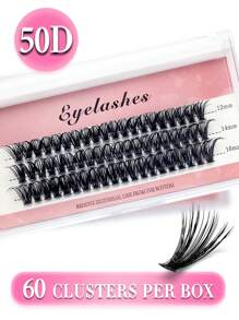Miss Wink 50D Densely Curled 60pcs 3-Row False Lashes, 12-16mm Mixed Lengths, Waterproof Mink Fibers, Natural & Volumized Look, Portable DIY Self-Lash, Suitable For Light & Full Makeup, Daily & Event Use