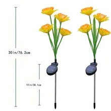 1pc Yellow Daffodil Solar Flower Lights to Light Up Your Garden - Outdoor Waterproof LED Flowers! - Yellow - View 6