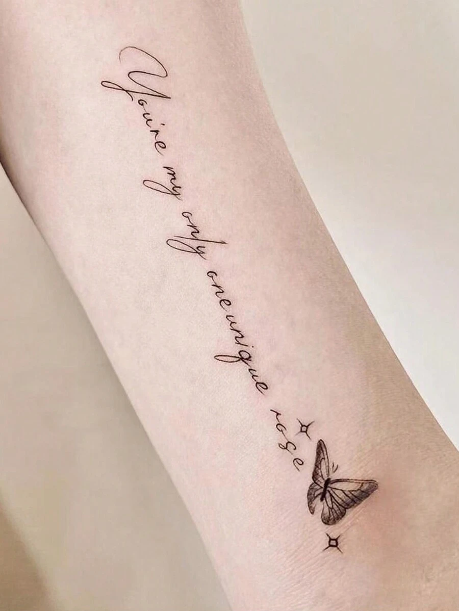 1張蝴蝶樣式臨時紋身貼手腕身體小假紋身貼紙 - 黑色 - 查看 1