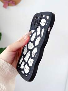 1 Ốp điện thoại hoạt hình màu đen dễ thương họa tiết ma quái tiếng Anh Tương thích với iPhone, Halloween - Nhiều màu - Xem 2