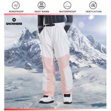 snowverb Men's Mountain Pro Unisex Ski Pants Snowboard Bottoms Warm Snow Trousers High Windproof Waterproof Pants - Pink - View 2