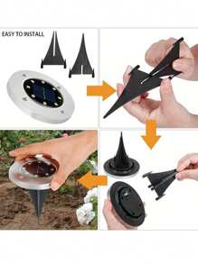 4 件全新設計太陽能裝飾埋地燈圓形戶外花園景觀防水草坪燈 - 黃色 - 查看 7