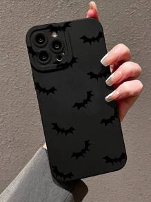 1 个眼睛印花黑色保护软壳，万圣节蝙蝠设计防震手机壳，适用于 iPhone 型号（Iphone 11/12/13/14/6/6s/6plus/7/8/Se/7plus/8plus/X/Xs Max/Xr/11pro/12pro/13pro/14pro/12mini/13mini/11promax/12promax/13promax/14promax/14plus），全边缘覆盖，男女通用 - 黑色 - 查看 1