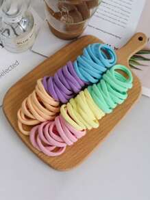 50入組女士色彩繽紛的無痕頭髮束，彈性馬尾扣，對厚重的頭髮溫和