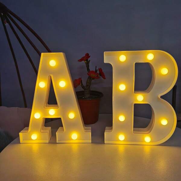 1pc White Plastic Alphabet Decorative Lamp, Creative Single Letter / Digit Home Decoration Lamp Night Light