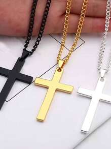 Men Cross Charm Necklace, For Jewelry Gift And Party - Silver - View 4