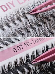 12 線自然濃密混合假睫毛自黏延長套裝帶睫毛膠、鑷子、持久固定 - 黑色 - 查看 2