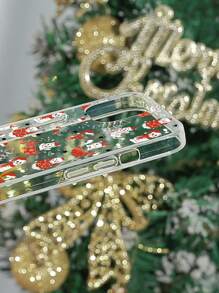 1pc Painted Christmas Cat Print Phone Case Compatible With IPhone - Multicolor - View 3