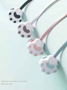 Wired Cute Cat Paw Earbuds  3.5mm Stereo in-Ear Earphone Headphone with Mic, in-Ear Earphone with Earphone Storage Case - Pink - View 5