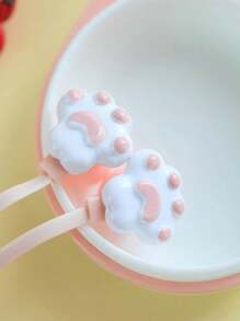 Wired Cute Cat Paw Earbuds  3.5mm Stereo in-Ear Earphone Headphone with Mic, in-Ear Earphone with Earphone Storage Case - Pink - View 2