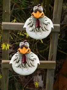 1pc Fun Fence Hanging Decor Rooster Ornament - trắng - Xem 7