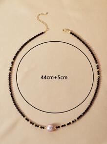 淡水珍珠和天然石頭s925純銀吊墜項鍊