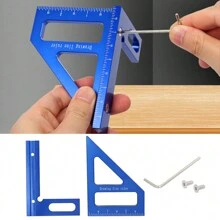 One Piece Blue Inch Carpenter Square Woodworking Square Protractor Aluminum Miter Triangle Ruler 3D Multi Angle 45/90 Degree Layout Measuring Ruler - Blue - View 10