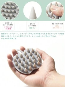 lyanxinlei 2025 New 2-In-1 Apple-Shaped Scalp Massager - Silicone Shampoo Brush, Wet & Dry Use, Suitable For Hair, Hairstyling, Hair Care, School, Back To School, Travel, Travel Essential, Home Essential, Spa, Massage Tool, Massager - Grey - View 4