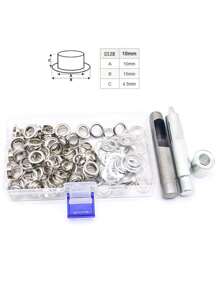 100 Sets Inner Diameter 10mm/12mm Brass Eyelets & Grommets With Hollow Rivets,screws And Installation Tool Kit - Silver - View 5