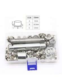 100 Sets Inner Diameter 10mm/12mm Brass Eyelets & Grommets With Hollow Rivets,screws And Installation Tool Kit - Silver - View 6