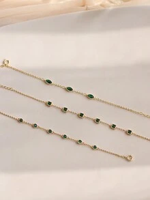 1入組復古風格綠色方晶鋯石鑲嵌奢華手環適用於女性日常穿著