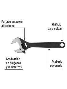 Llave Perico 6'' Pavonada Blister Pretul PET-6PP - Negro - Ver 2