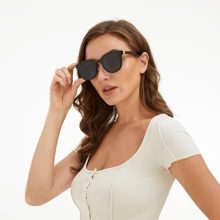 智能蓝牙眼镜，带耳机，开放式导电耳机放大器太阳镜，带音乐播放功能，非入耳式蓝牙耳机，兼容、安卓等设备，偏光镜片，时尚配件，智能眼镜。 - 黑色 - 查看 10