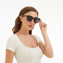 智能蓝牙眼镜，带耳机，开放式导电耳机放大器太阳镜，带音乐播放功能，非入耳式蓝牙耳机，兼容、安卓等设备，偏光镜片，时尚配件，智能眼镜。 - 黑色 - 查看 9