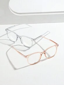 2pcs Women's Studded Square Transparent Glasses, Suitable For Daily Use, Accessories, Eyewear Set - Multicolor - View 3
